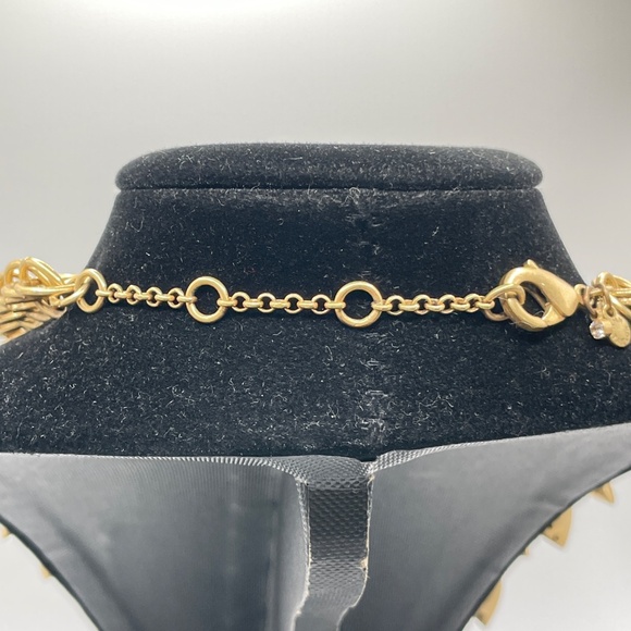 Ann Taylor Statement Necklace Gold Tone Vintage Glass Green Butterfly Rhinestone - Picture 4 of 14